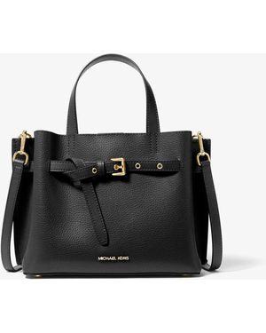 MICHAEL Michael Kors Mk Emilia Small Pebbled Leather Satchel - Black