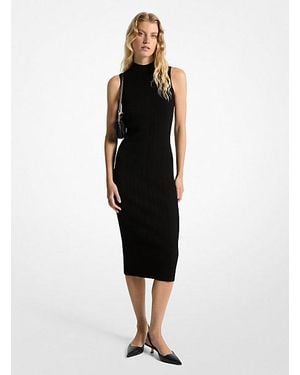 MICHAEL Michael Kors Mk Ribbed Mock Neck Midi Dress - Black