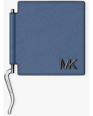 Michael Kors Mk Edison Scratch-Resistant Leather Card Case With Money Clip - Blue