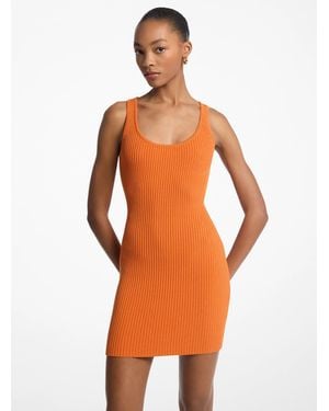 MICHAEL Michael Kors Mk Ribbed Stretch Viscose Tank Dress - Orange