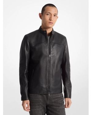 Michael Kors Leather Racer Jacket - Grey