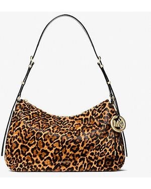 Michael Kors Nolita Medium Leopard Print Calf Hair Shoulder Bag - Brown