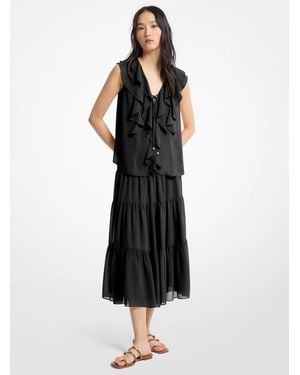Michael Kors Ruffled Georgette Blouse - Black