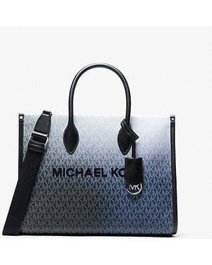 Michael Kors Mirella Medium Ombré Signature Logo Tote Bag - Blue