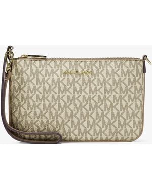 Michael Kors Jet Set Small Metallic Signature Logo Wristlet - Gray