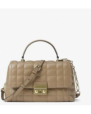 Michael Kors Tribeca Medium Quilted Leather Satchel - Natural