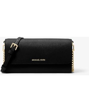 MICHAEL Michael Kors Mk Jet Set Large Saffiano Leather Convertible Crossbody Bag - Black