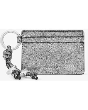 MICHAEL Michael Kors Michael Kors Jet Set Metallic Leather Card Case With Charms - Gray