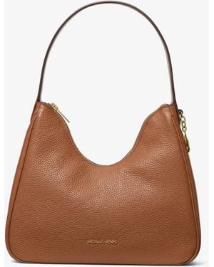 Michael Kors Nayla Small Pebbled Leather Hobo Shoulder Bag - Brown