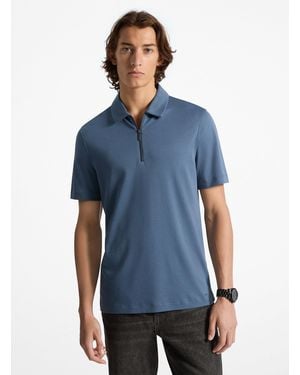 Michael Kors Mk Cotton Half-Zip Polo Shirt - Blue