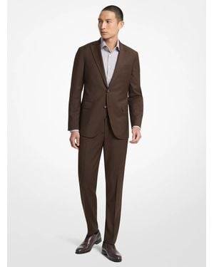 Michael Kors Mk Glen Check Wool Blend Blazer - Brown