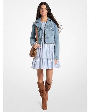 MICHAEL Michael Kors Mk Cropped Denim Jacket - Blue