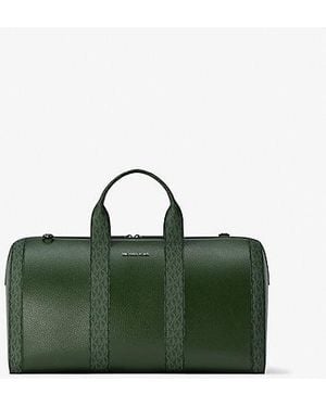 Michael Kors Cooper Pebbled Leather And Signature Logo Duffel Bag - Green