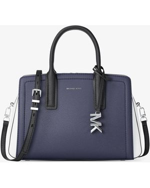 MICHAEL Michael Kors Mk Laila Small Color-Block Leather Satchel - Blue