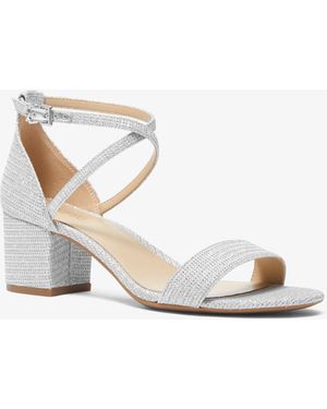 Michael Kors Mk Serena Flex Glitter Chain-Mesh Sandal - White