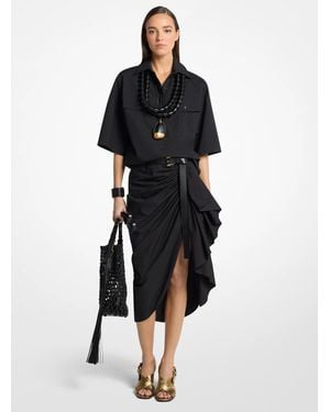 Michael Kors Michael Kors Ruched Cotton Poplin Pareo Skirt - Black