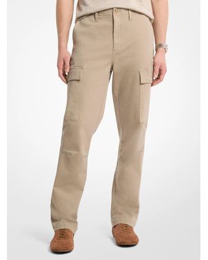 Michael Kors Mk Stretch Cotton Twill Cargo Trousers - Natural