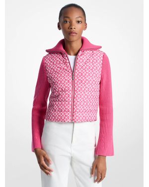 Michael Kors Quilted Graphic Logo And Knit Jacket - Pink