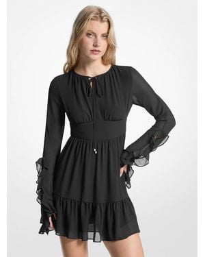 MICHAEL Michael Kors Mk Ruffled Georgette Long-Sleeve Dress - Black