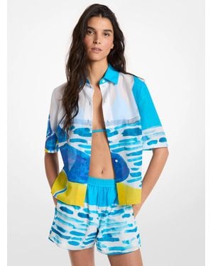 Michael Kors X Christina Zimpel Cotton Lawn Shirt - Blue
