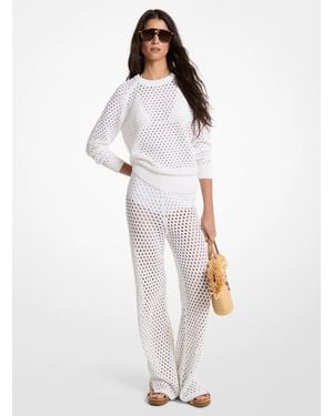 MICHAEL Michael Kors Mk Open-Knit Stretch Cotton Flared Pants - White