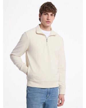 Michael Kors Cotton Blend Half-Zip Sweater - White