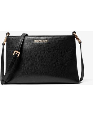 Michael Kors Outlet Trisha Medium Pebbled Leather Crossbody Bag - Black