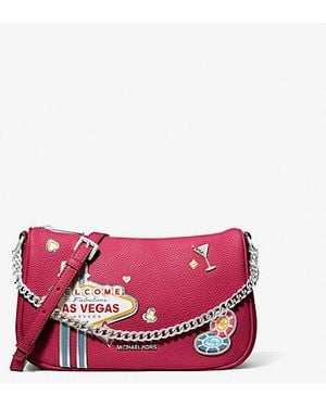 Michael Kors Carmela Medium Embellished Convertible Crossbody Bag - Red