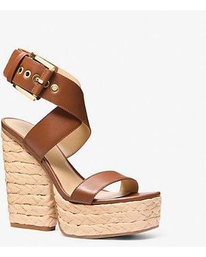 Michael Kors Rhoda Leather Platform Sandal - Natural
