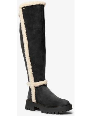MICHAEL Michael Kors Asher Suede And Faux Shearling Boot - Black