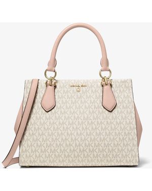 Michael Kors Marilyn Medium Logo Satchel - Natural