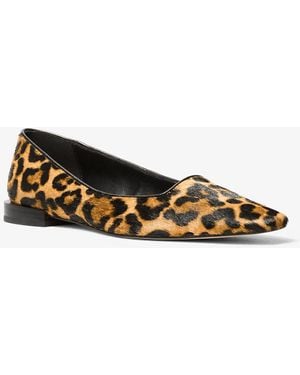 MICHAEL Michael Kors Mkbailarina Plana Darrah De Pelo De Becerro Con Estampado De Leopardo - Blanco
