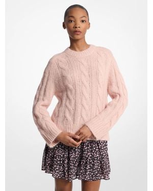 MICHAEL Michael Kors Mk Cable Knit Nylon And Alpaca Blend Jumper - Pink