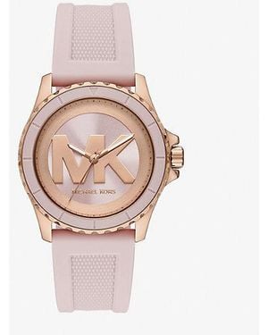 Michael Kors Oversized Everest Rose-Tone And Silicone Watch - Pink