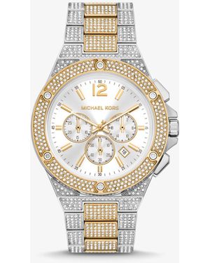 Michael Kors Mk Oversized Lennox Pavé Two-Tone Watch - White