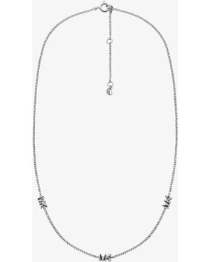 Michael Kors Mk Precious Metal-Plated Sterling Logo Necklace - White
