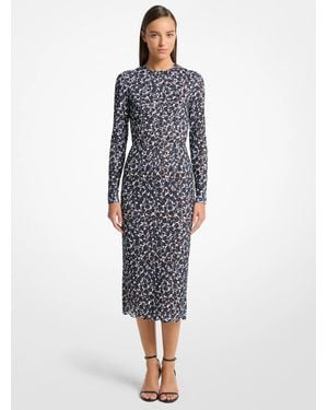 Michael Kors Shadow Floral Lace Long Sleeve Sheath Dress - Blue