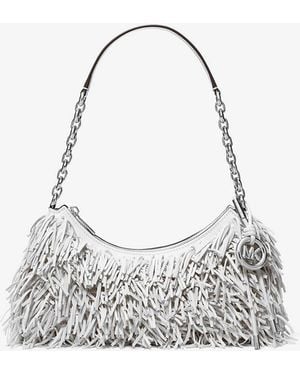 MICHAEL Michael Kors Mk Nolita Medium Fringed Leather Pochette - Natural