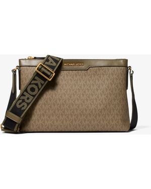 Michael Kors Hudson Signature Logo Messenger Bag - Green