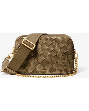 MICHAEL Michael Kors Mk Bryant Medium Woven Suede Camera Crossbody Bag - Green