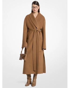 Michael Kors Michael Kors Double Faced Brushed Alpaca Blend Bathrobe Coat - Natural