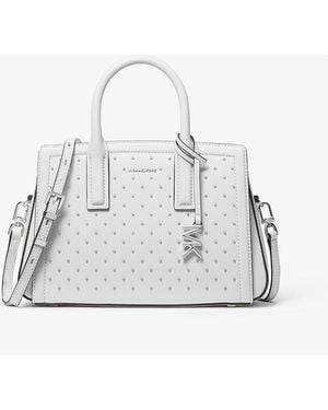 MICHAEL Michael Kors Mk Laila Small Studded Leather Satchel - White