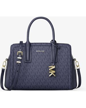 MICHAEL Michael Kors Mk Laila Small Signature Logo Satchel - Blue