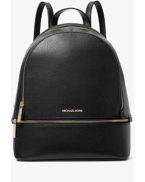 Michael Kors Outlet Mkmochila Rhea Mediana De Piel Granulada - Negro