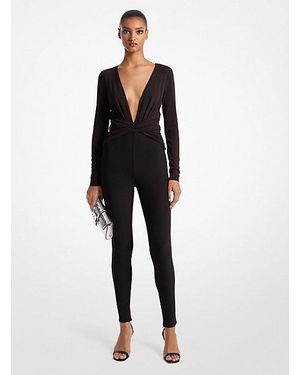 MICHAEL Michael Kors Mk Stretch Matte Jersey Gathered Jumpsuit - Black