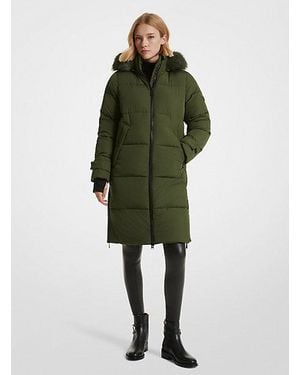 MICHAEL Michael Kors Mk Faux Fur Trim Quilted Puffer Coat - Green