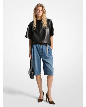 MICHAEL Michael Kors Mkpantalones Cortos De Denim Plisados Tipo Bermudas - Azul