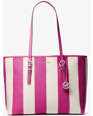 MICHAEL Michael Kors Mk Quinn Large Striped Canvas Tote Bag - Pink