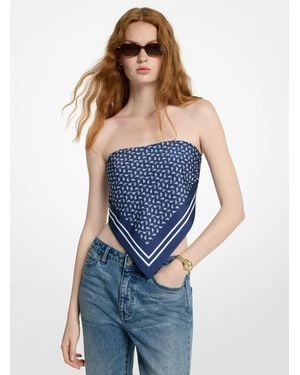 MICHAEL Michael Kors Michael Kors Paisley Print Satin Scarf Top - Blue
