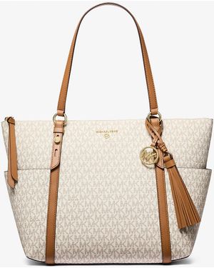 Michael Kors Mk Sullivan Large Logo Top-Zip Tote Bag - Natural